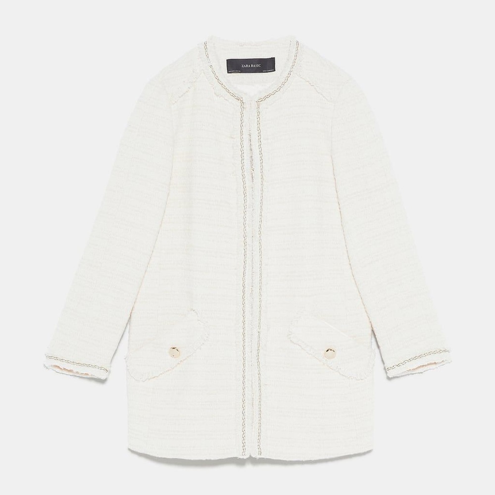ZARA Textured Tweed Frock Coat